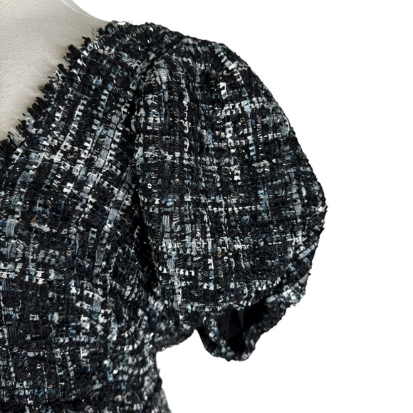 Likely Alessandra Puff Sleeve Tweed Fit & Flare Dress Black Size 14 - Picture 7 of 13